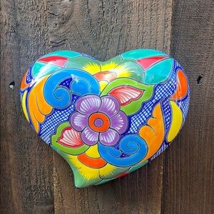 Colorful Heart-Shaped Ceramic Talavera  Wall Art.